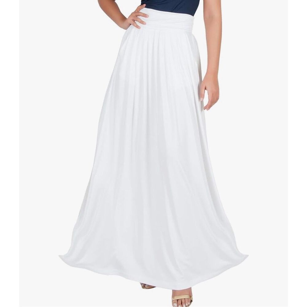 J Jill White 100% Cotton Full Long Broomstick Maxi Skirt M